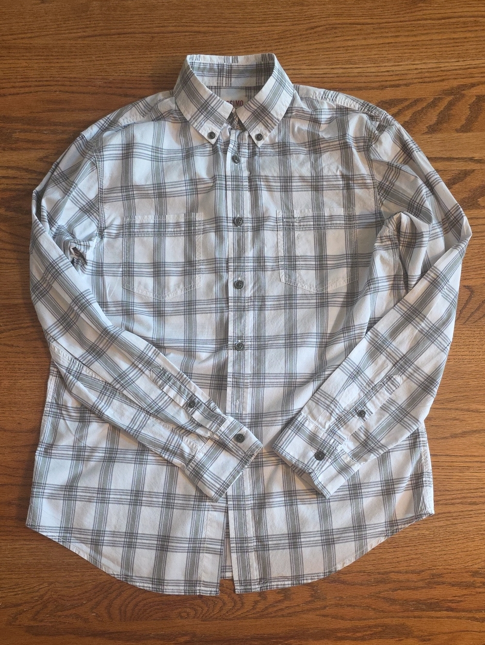 Mossimo Supply Co. White and Gray Plaid Button-Down Shirt